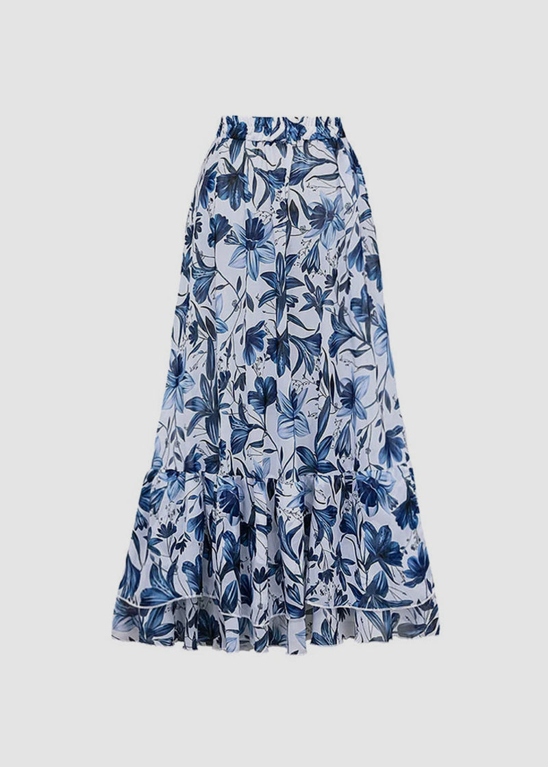 Women's V Neck Lace Up Printed One Piece Swimsuit and Skirt