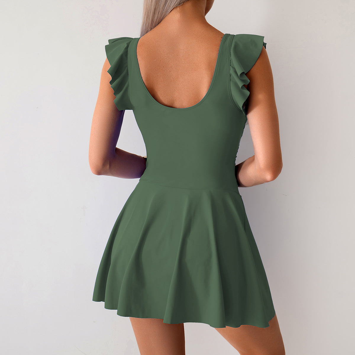 Women's One Piece Swim Dress Tummy Control Swimsuit Slimming Ruffle