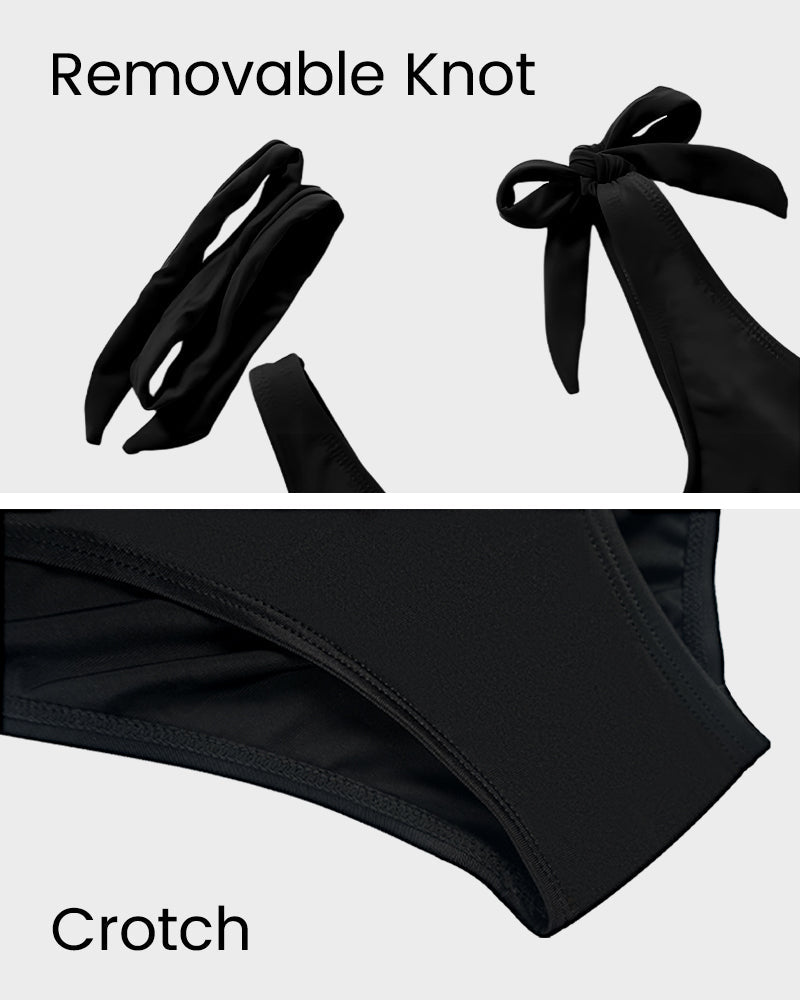 Women's Double Tie Shoulder High Waist Tummy Control Bikini Set