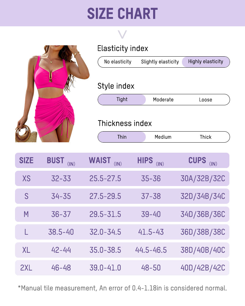 Women's Modest U-Wire Tummy Control Bikini Skirt Set
