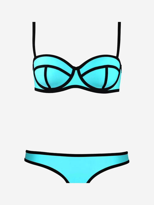 Women's Contrast Trim Geometric Bikini Set