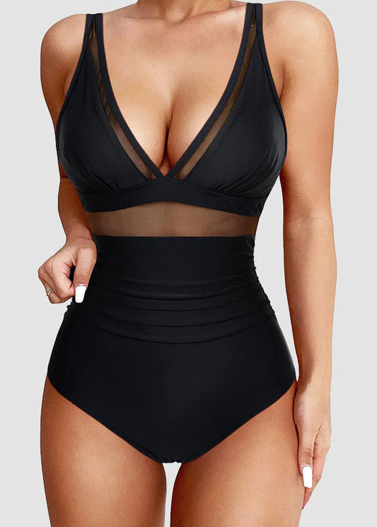 Women's Sexy Mesh Tummy Control One Piece Swimsuit