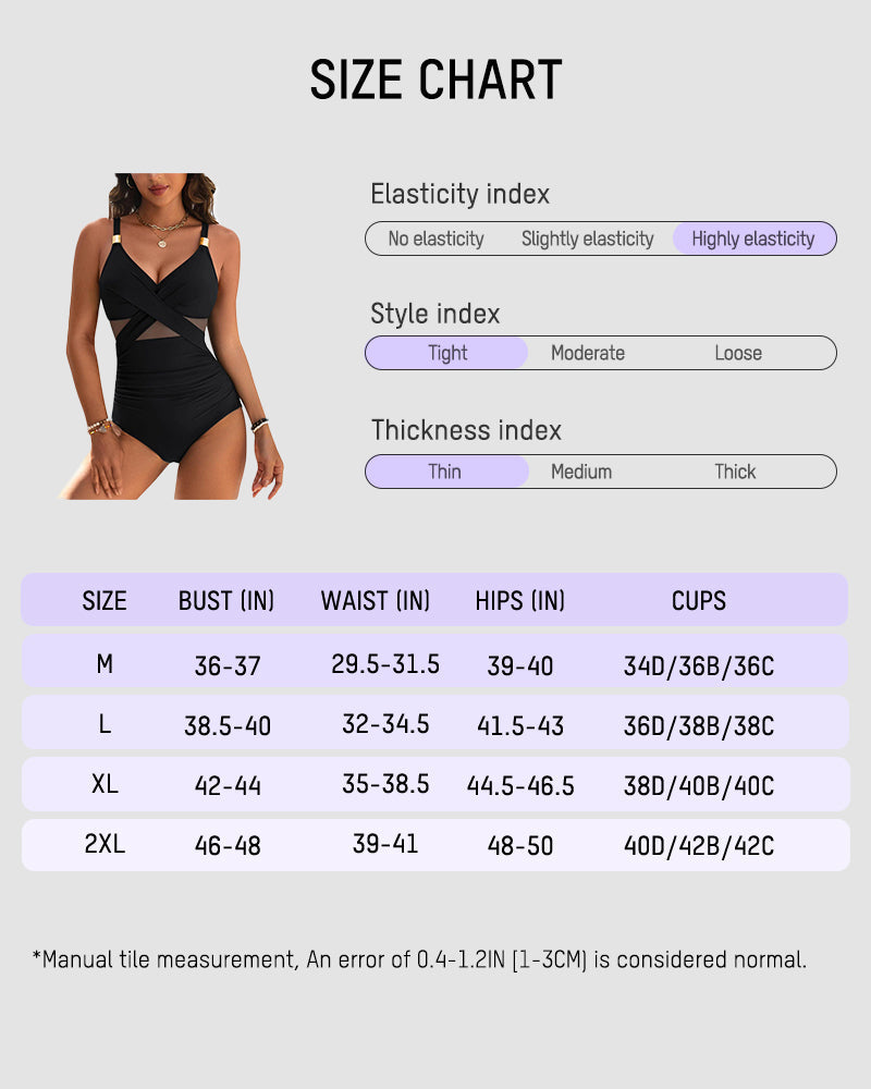 Women's Metallic Accent Mesh Panel One-Piece Swimsuit