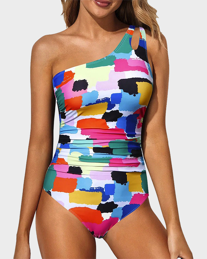 Women's One Shoulder One Piece Swimsuit