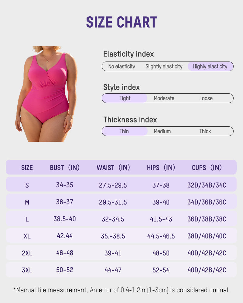 Women's V Neck Ruched One Piece Swimsuit Tummy Control Sculpting