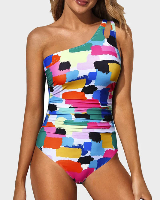 Women's One Shoulder One Piece Swimsuit for Women Tummy Control