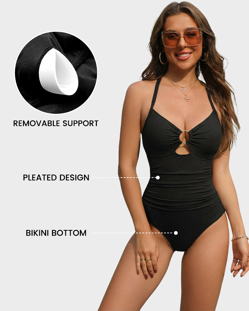 Women's Ruched Tummy Control One Piece Swimsuit Slimming Bathing Suit