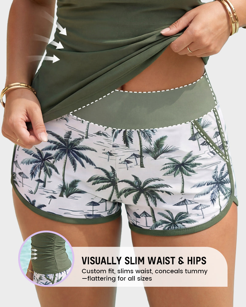 Women's Ruched Tummy Control Tankini Set Two Piece Swimsuit