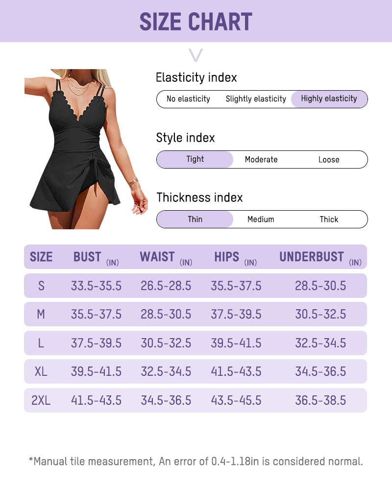 Women's Tummy Control One Piece Swim Dress Skirted Bathing Suit